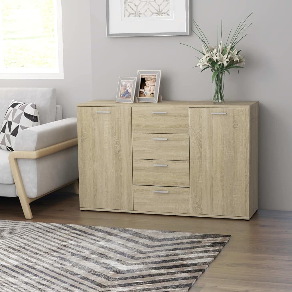 vidaXL Sideboard Home Living Room Bedroom Storage Standing Cabinet Side Chest of Drawer Furniture Sonoma Oak 47.2"x14"x29.5" Engineered Wood